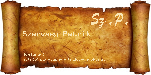Szarvasy Patrik névjegykártya